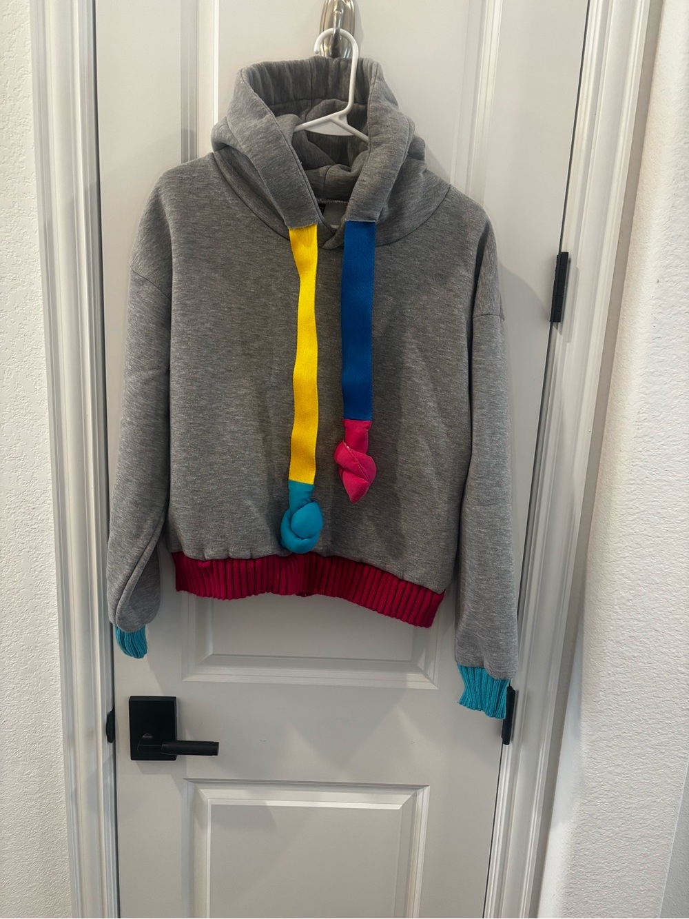Women Gray Hoodie with Bright Accent Drawcords